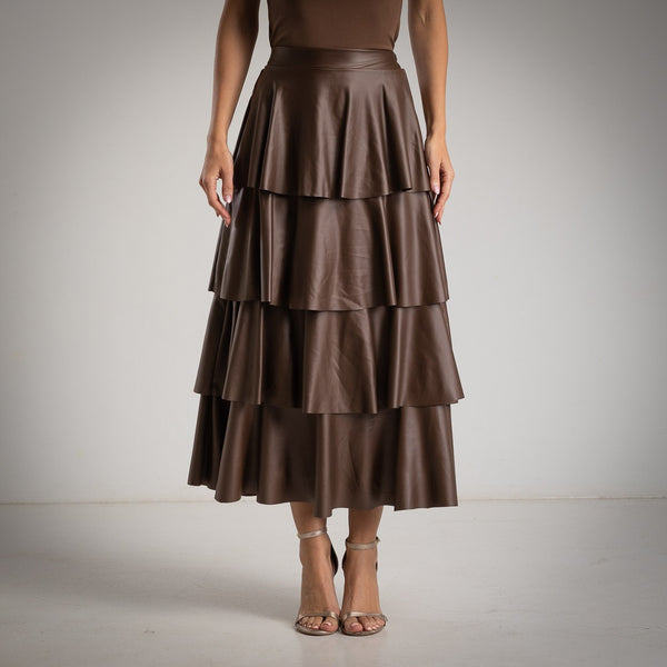 SAIA ALBNS EM PELE SINTÉTICA COM 3 BABADOS - Carla Valente