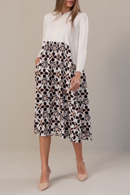 VESTIDO FERRACHE MIDI COM PORMENOR COM PREGAS - Carla Valente