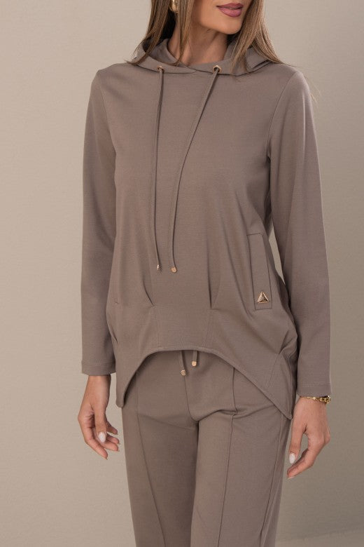 CAMISOLA FERRACHE ASSIMÉTRICA COM CAPUZ - Carla Valente
