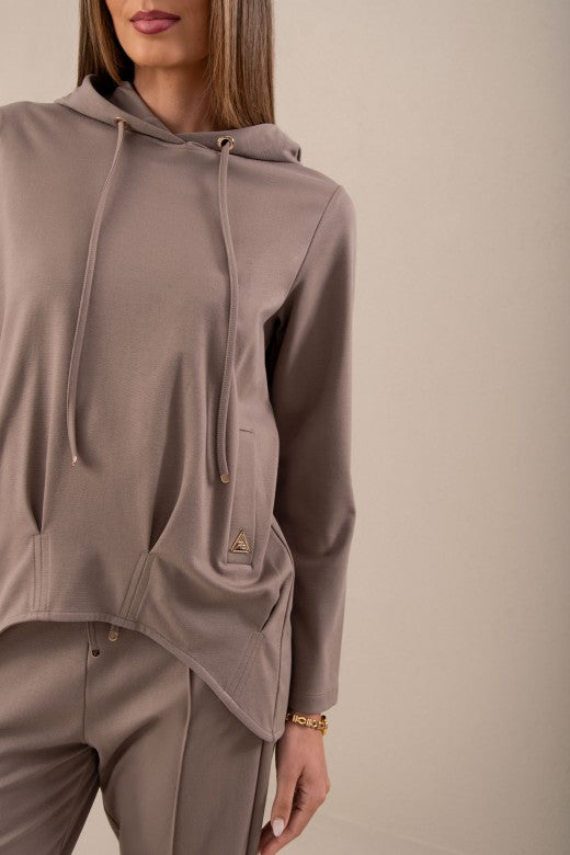 CAMISOLA FERRACHE ASSIMÉTRICA COM CAPUZ - Carla Valente