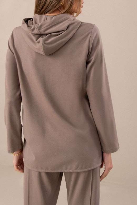 CAMISOLA FERRACHE ASSIMÉTRICA COM CAPUZ - Carla Valente
