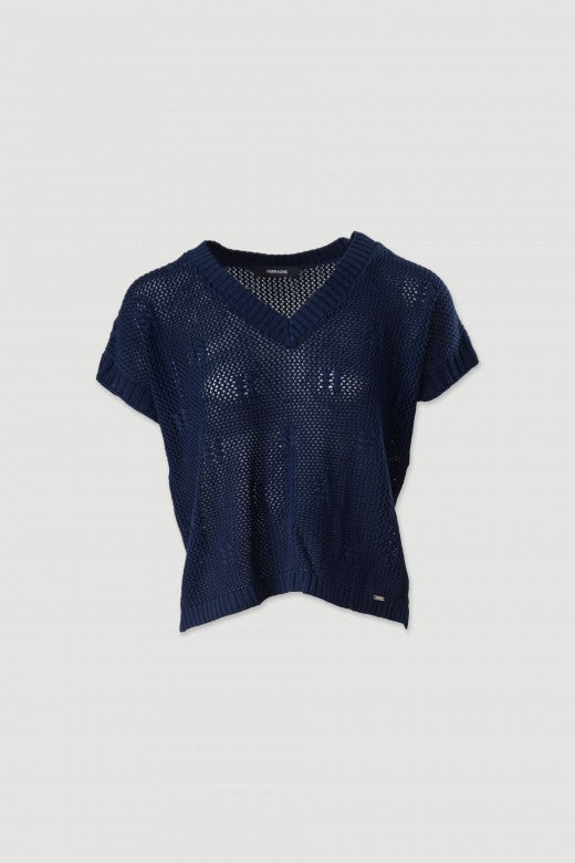 CAMISOLA FERRACHE DE MALHA PERFURA COM DETALHE TRABALHADO - Carla Valente