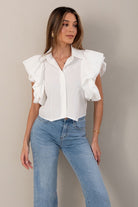 BLUSA FERRACHE CURTA COM MANGA DUPLA E FOLHOS - Carla Valente