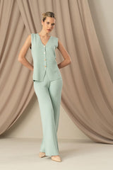 CONJUNTO FERRACHE MALHA CASACO COM BOTÃO - Carla Valente