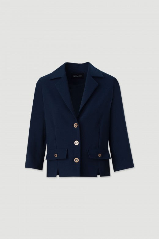 BLAZER FERRACHE CLÁSSICO CURTO COM COLARINHO - Carla Valente