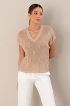 CAMISOLA FERRACHE DE MALHA PERFURA COM DETALHE TRABALHADO - Carla Valente