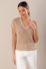 CAMISOLA FERRACHE DE MALHA PERFURA COM DETALHE TRABALHADO - Carla Valente