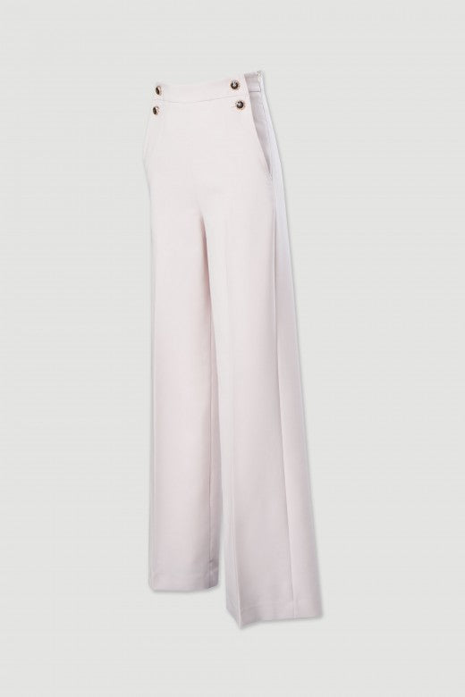 CALÇA FERRACHE WIDE LEG COM DETALHE BOTÃO PERSONALIZADO - Carla Valente