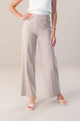 CALÇA FERRACHE DE MALHA WIDE LEG COM CINTO ELÁSTICO NO INTERIOR - Carla Valente