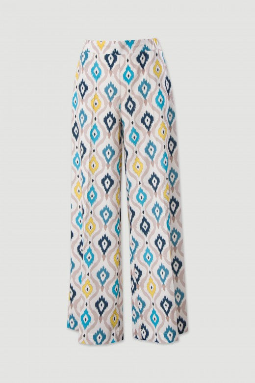 CALÇAS FERRACHE WIDE LEG COM PADRÃO - Carla Valente
