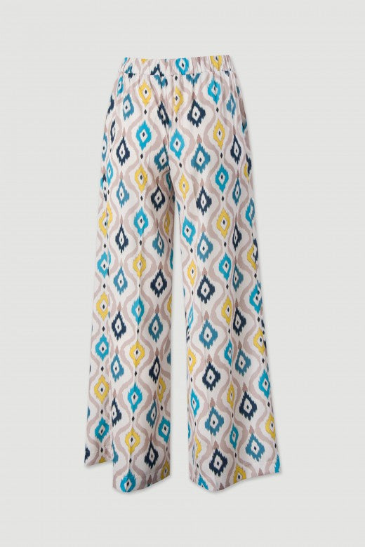 CALÇAS FERRACHE WIDE LEG COM PADRÃO - Carla Valente