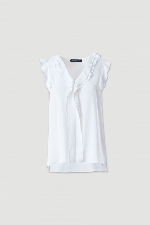 TOP FERRACHE FLUIDO COM FOLHOS E DECOTE V - Carla Valente