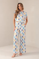 CALÇAS FERRACHE WIDE LEG COM PADRÃO - Carla Valente