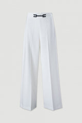 CALÇA FERRACHE WIDE LEG DE CINTURA SUBIDA DETALHE FRONTAL - Carla Valente