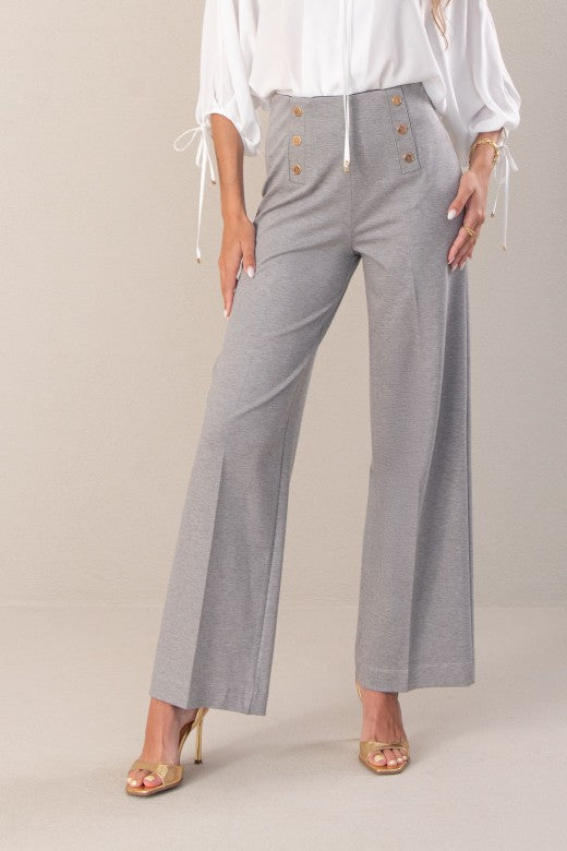 CALÇA FERRACHE DE MALHA WIDE LEG COM CINTO ELÁSTICO NO INTERIOR - Carla Valente