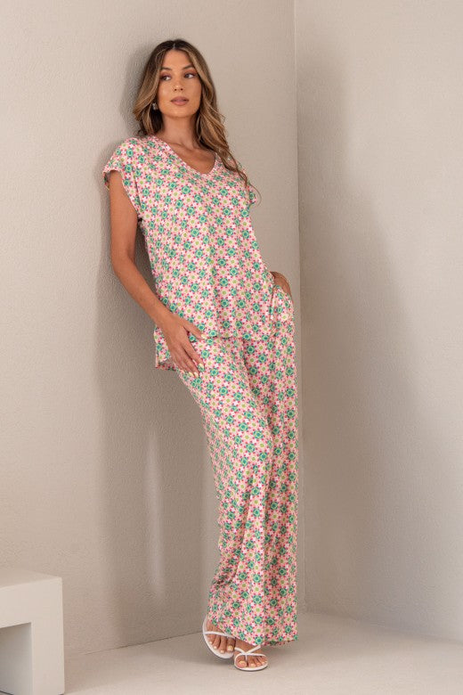TÚNICA FERRACHE EM MALHA COM ESTAMPADO GEOMÁTRICO DEC V - Carla Valente