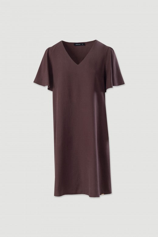 VESTIDO FERRACHE CURTO FLUÍDO COM MANGA EM FOLHO - Carla Valente