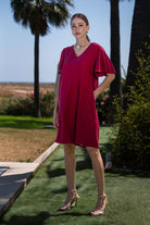 VESTIDO FERRACHE CURTO FLUÍDO COM MANGA EM FOLHO - Carla Valente