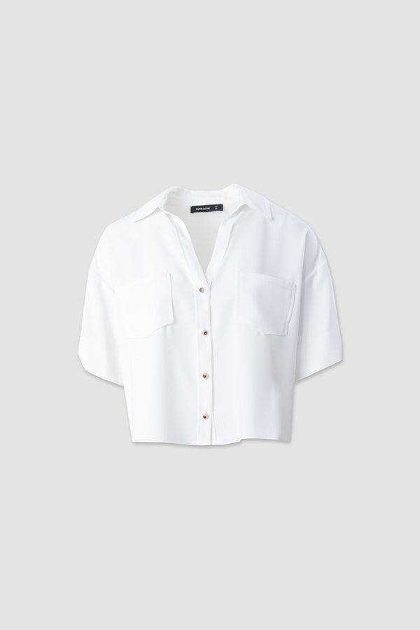 BLUSA FERRACHE CURTA FLUIDA COM DECOTE V - Carla Valente