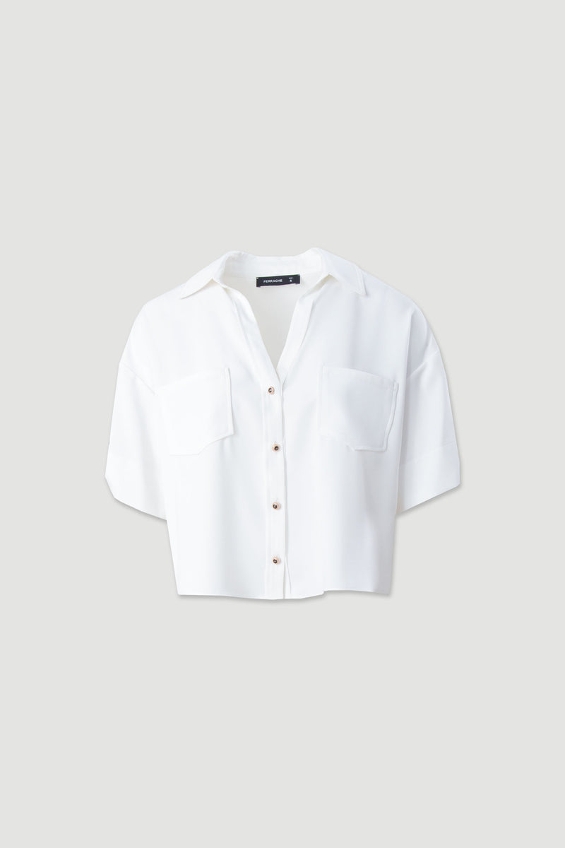 BLUSA FERRACHE CURTA FLUIDA COM DECOTE V - Carla Valente