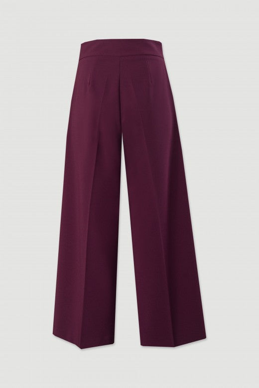 CALÇA FERRACHE CURTA WIDE LEG DE CINTURA SUBIDA - Carla Valente