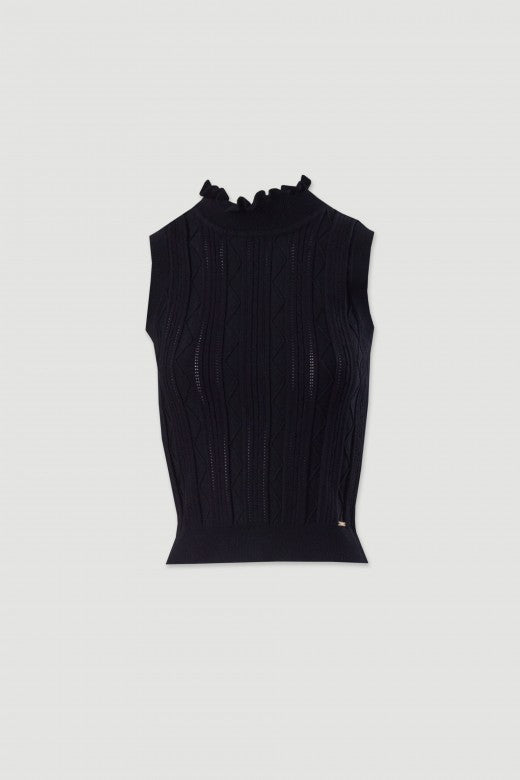 TOP FERRACHE MALHA TEXTURADA  GOLA COM FRANZIDA - Carla Valente