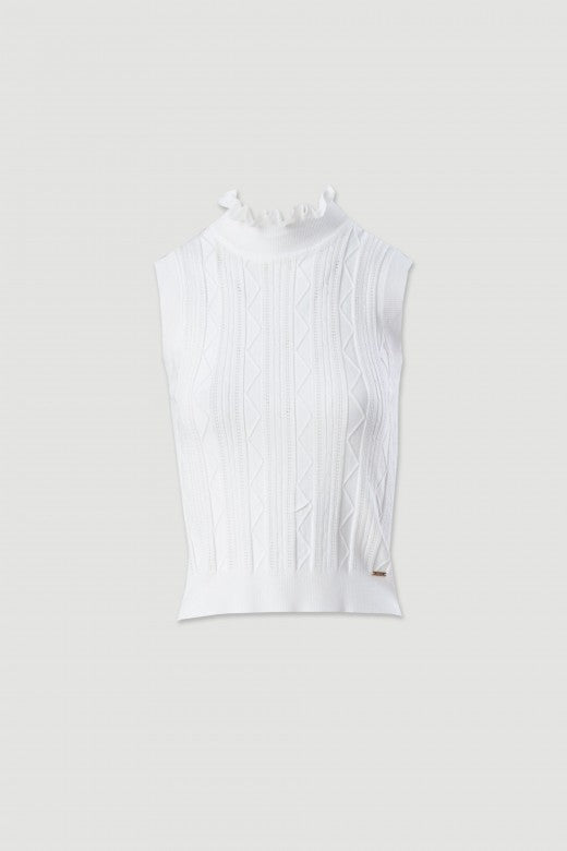 TOP FERRACHE MALHA TEXTURADA  GOLA COM FRANZIDA - Carla Valente