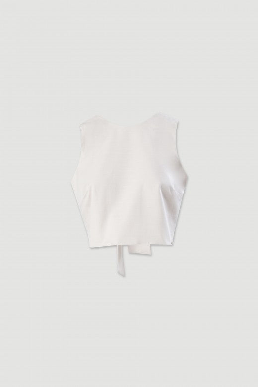 TOP FERRACHE CURTO DE LINHO COM LAÇO NA COSTA - Carla Valente