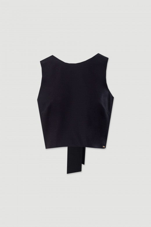 TOP FERRACHE CURTO DE LINHO COM LAÇO NA COSTA - Carla Valente