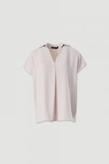 TÚNICA FERRACHE DE MANGA CURTA COM DECOTE EM V DETALHE METÁLICO - Carla Valente