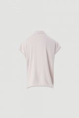 TÚNICA FERRACHE DE MANGA CURTA COM DECOTE EM V DETALHE METÁLICO - Carla Valente