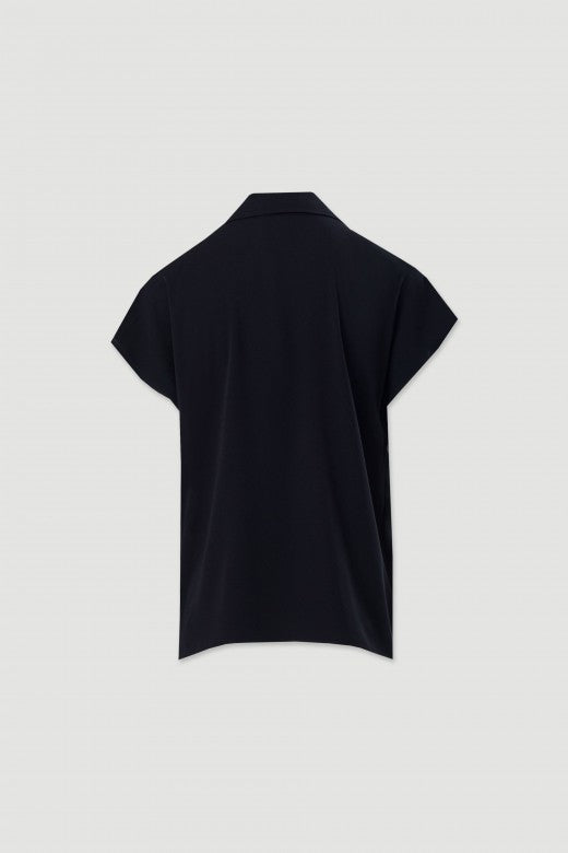 TÚNICA FERRACHE DE MANGA CURTA COM DECOTE EM V DETALHE METÁLICO - Carla Valente