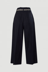 CALÇA FERRACHE CURTA WIDE LEG EM LINHO COM CINTO - Carla Valente