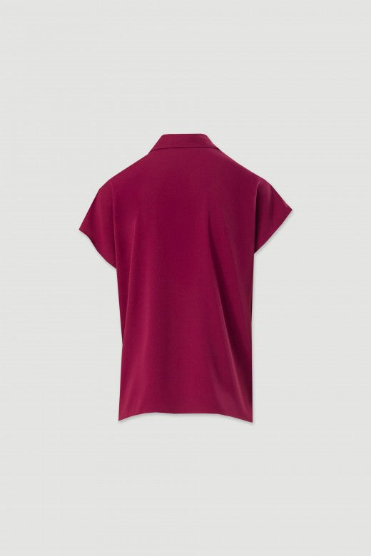 TÚNICA FERRACHE DE MANGA CURTA COM DECOTE EM V DETALHE METÁLICO - Carla Valente