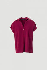 TÚNICA FERRACHE DE MANGA CURTA COM DECOTE EM V DETALHE METÁLICO - Carla Valente