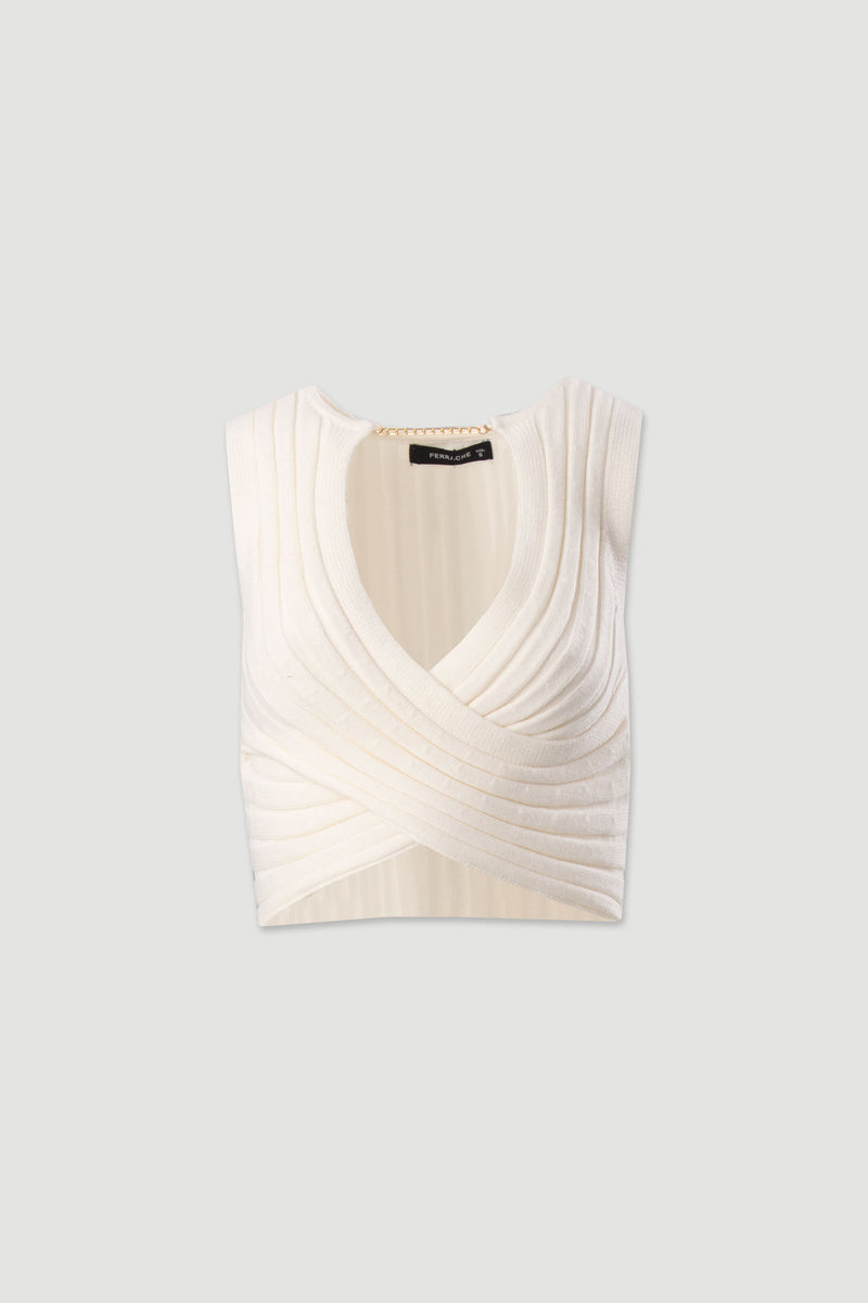 TOP FERRACHE DE MALHA CRUZADO COM DECOTE EM V - Carla Valente