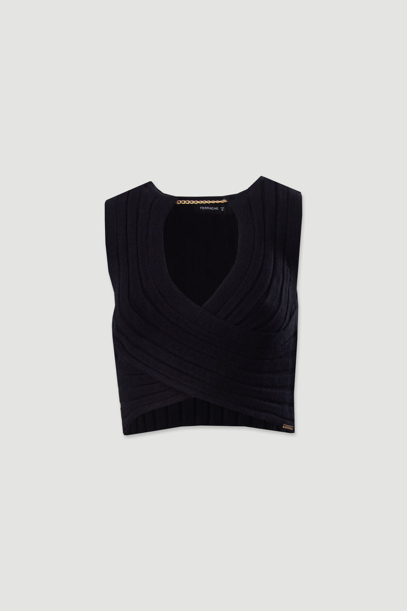 TOP FERRACHE DE MALHA CRUZADO COM DECOTE EM V - Carla Valente