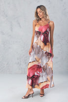 VESTIDO FERRACHE MIDI FLUIDO ESTAMPADO DE ALÇA - Carla Valente