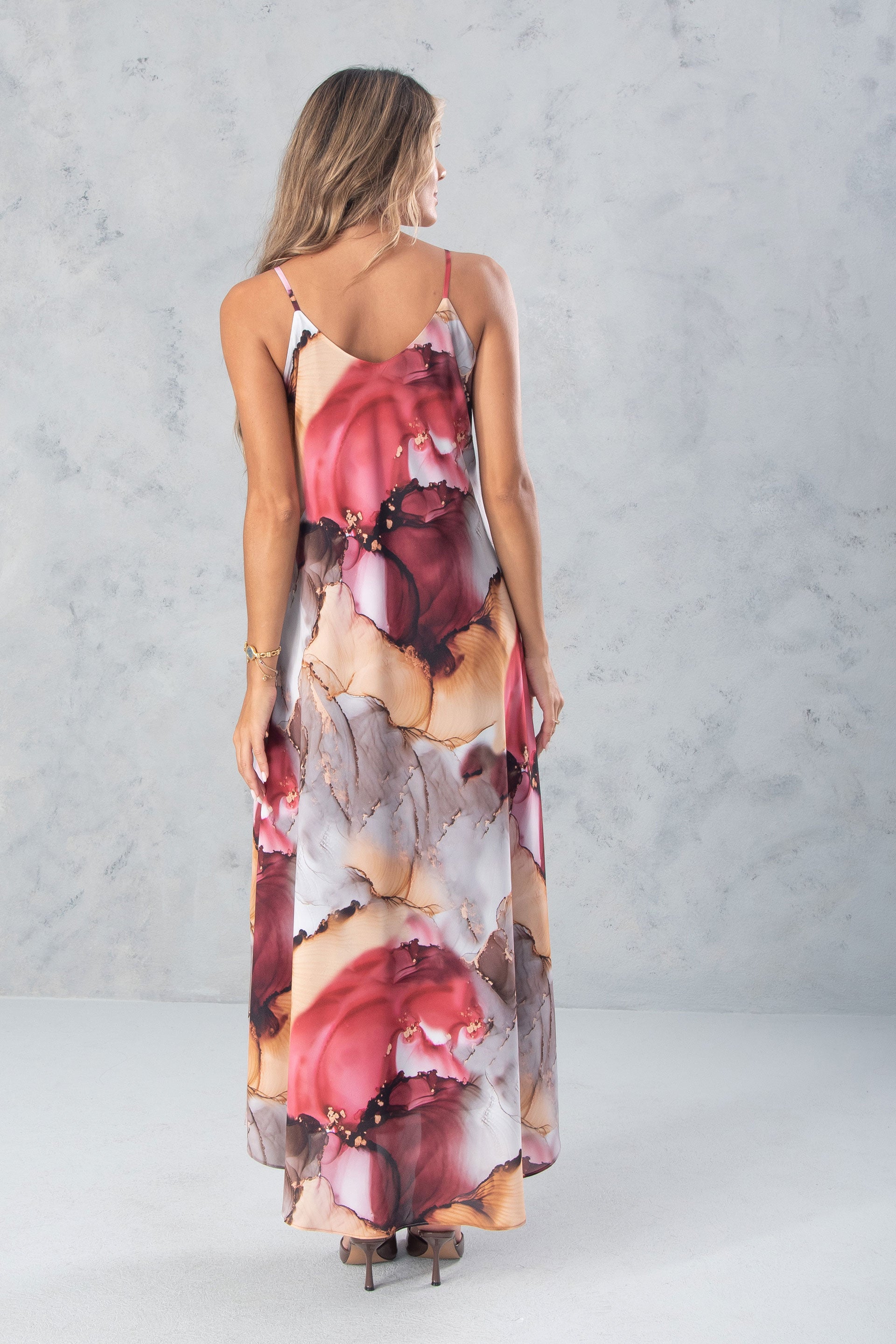 VESTIDO FERRACHE MIDI FLUIDO ESTAMPADO DE ALÇA - Carla Valente