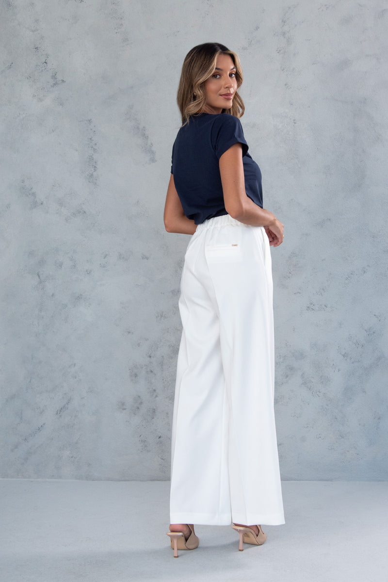 CALÇA FERRACHE WIDE LEG ELÁSTICO NA CINTURA - Carla Valente