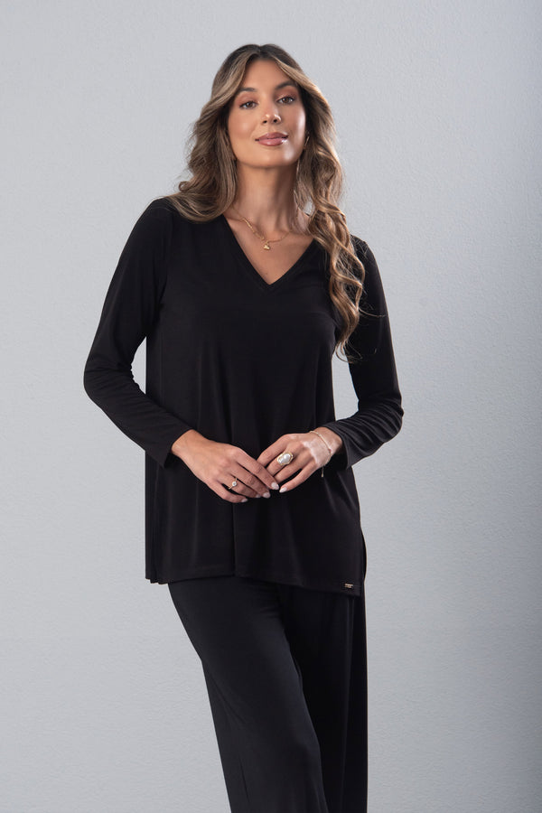 TÚNICA FERRACHE MALHA DECOTE EM V - Carla Valente