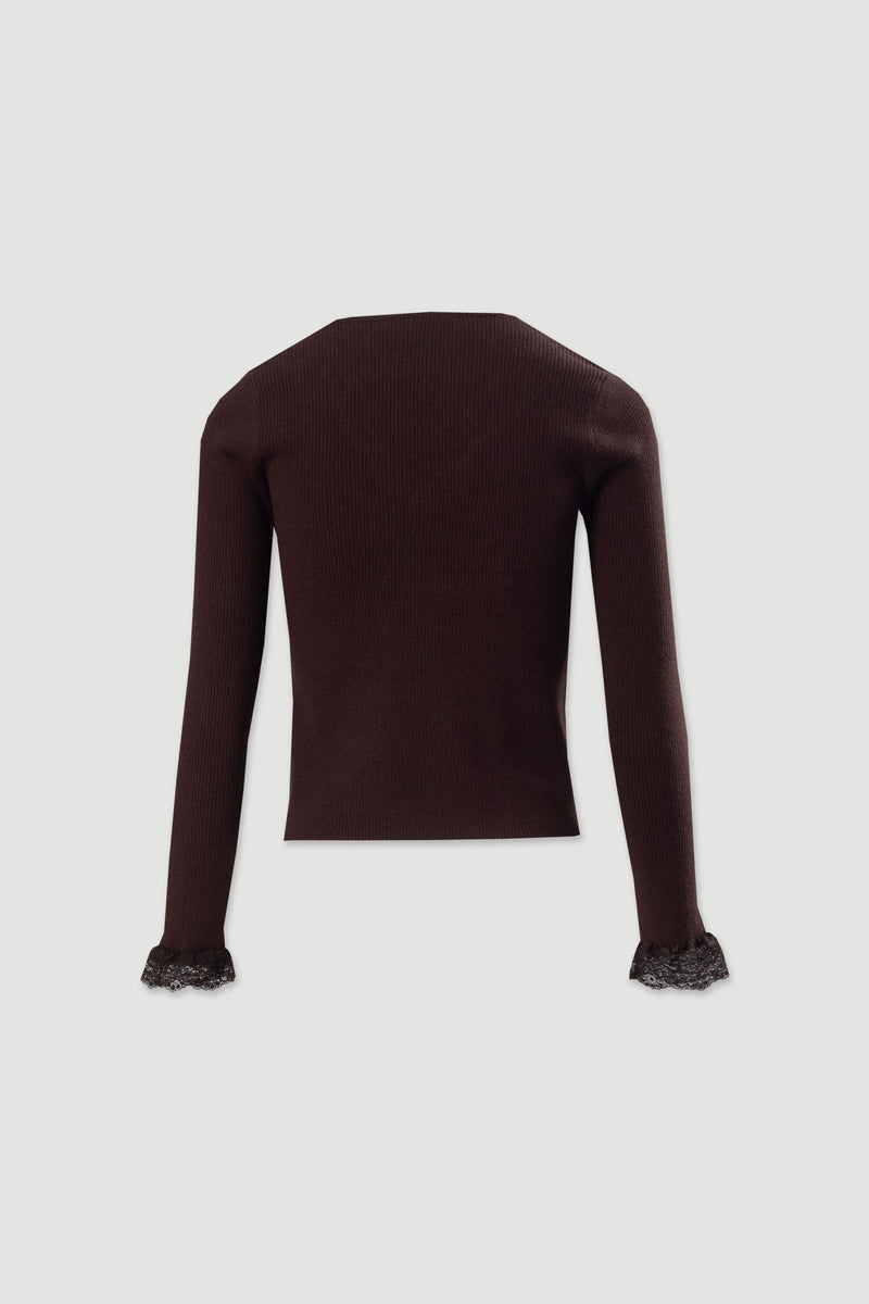 CAMISOLA FERRACHE CANELADA COM DETALHE EM RENDA - Carla Valente