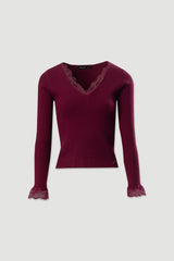 CAMISOLA FERRACHE CANELADA COM DETALHE EM RENDA - Carla Valente