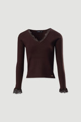 CAMISOLA FERRACHE CANELADA COM DETALHE EM RENDA - Carla Valente