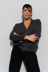 CASACO FERRACHE DE MALHA COM BOLSOS FRONTAIS