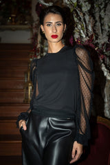 BLUSA FERRACHE MANGAS EM TULE PLUMETI