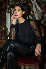 BLUSA FERRACHE MANGAS EM TULE PLUMETI