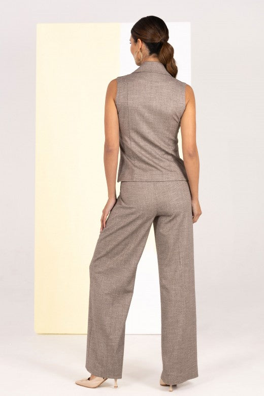 CALÇA FERRACHE WIDE LEG TWEED C/PREGAS CINTURA ELASTICA - Carla Valente
