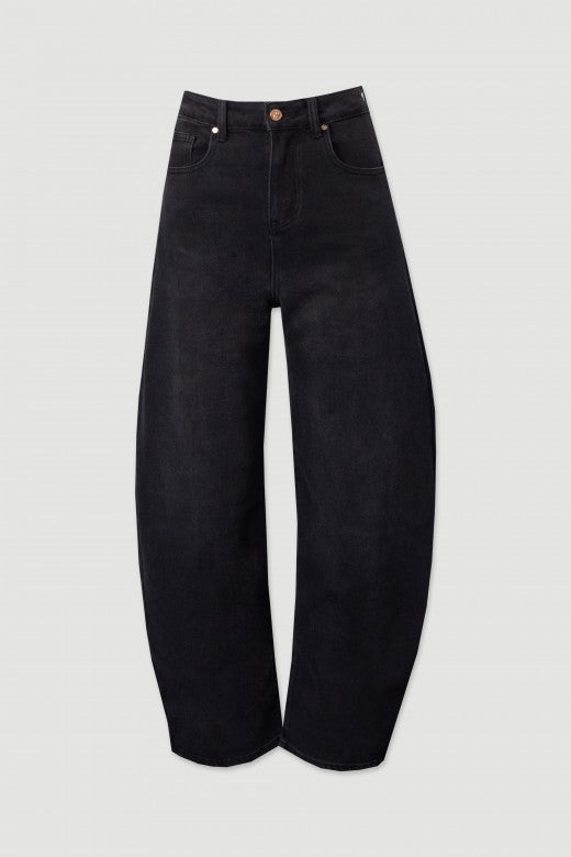 JEANS FERRACHE BALLOON ALGODÃO CINTA SUBIDA - Carla Valente