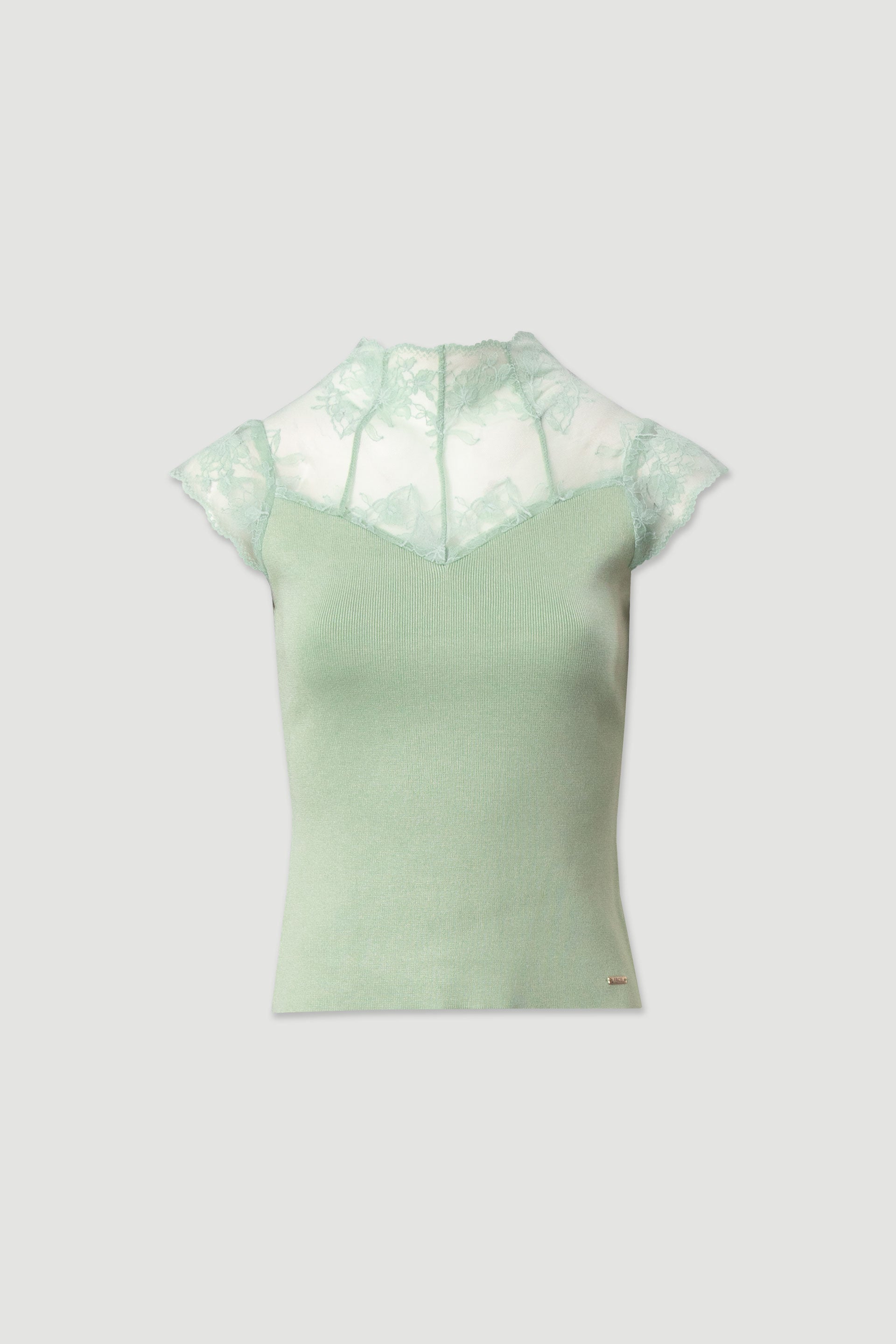 CAMISOLA FERRACHE DE MALHA COM DETALHE EM RENDA - Carla Valente